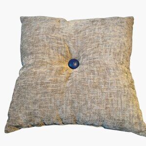 Beige Tufted Accent Throw Pillows Navy Blue Button Detail 17x17